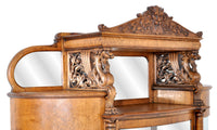 Antique American R. J. Horner Carved Oak Winged Griffin China Hutch / Cabinet, circa 1890