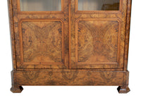 Antique French Louis Philippe Burl Walnut Bookcase / Cabinet, Circa 1830