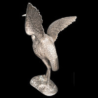 Antique Chinese Engraved Sterling Silver Bird / Heron Sculpture / Statue / Figure, circa 1920