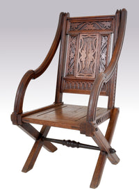 Antique Carved  English Gothic Revival Bishop's Throne Chair, A. W. Pugin, Circa 1855