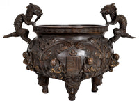 Antique Chinese Bronze Qing Dynasty Buddhistic Dragon Censer / Incense Burner, circa 1800