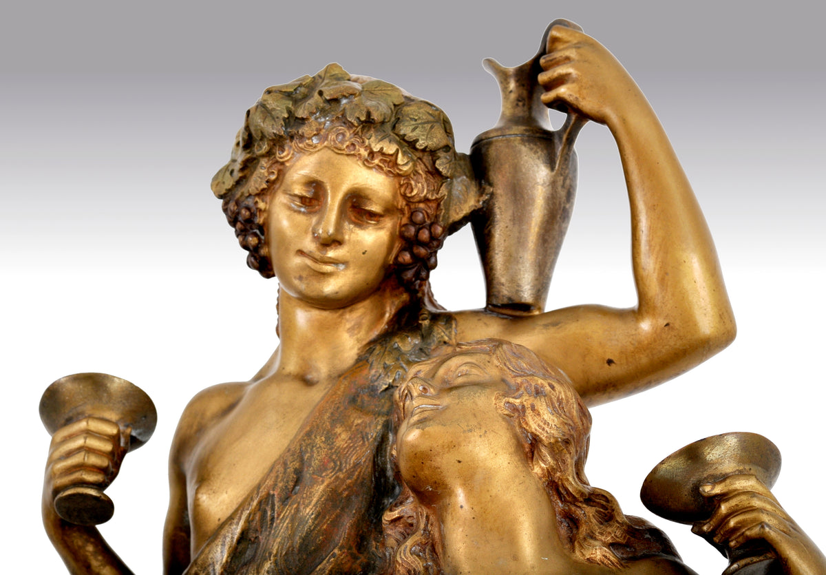 Antique French Art Deco Neo-Classical Bronze Figural Group, Joseph Descomps (1872-1948), Circa 1930