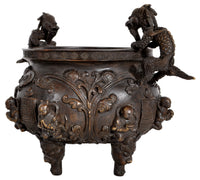 Antique Chinese Bronze Qing Dynasty Buddhistic Dragon Censer / Incense Burner, circa 1800