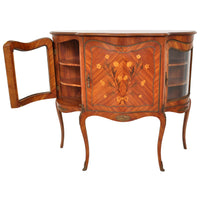 Antique French Louis XV Inlaid Walnut Ormolu Serpentine Display Cabinet / Buffet, circa 1890