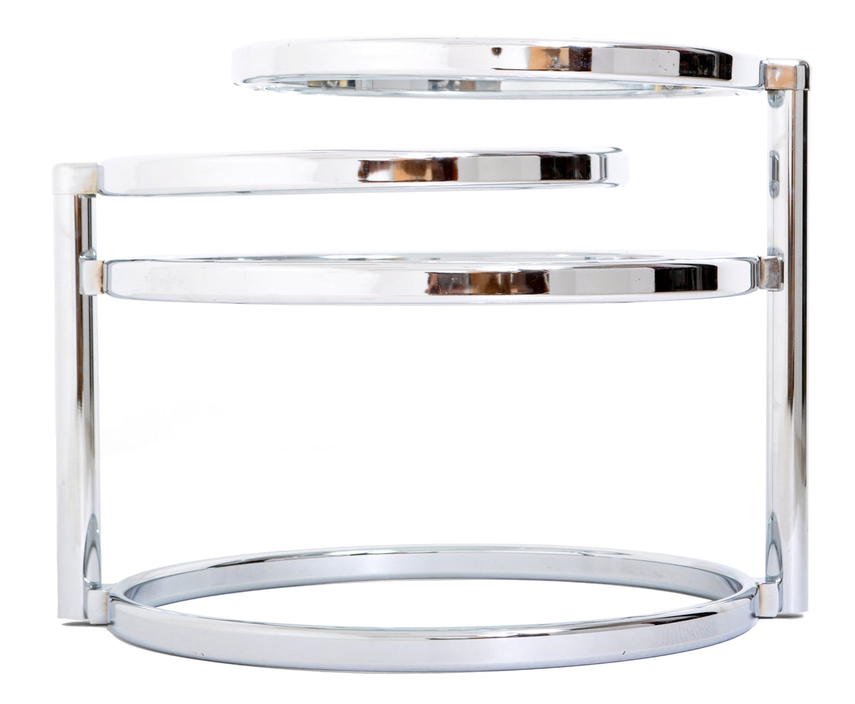 Milo Baughman Mid Century Nickel Three Tier Swivel Coffee / Cocktail Table, 1970s