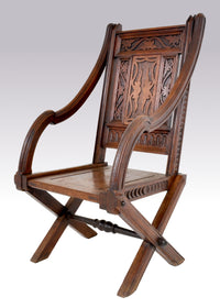 Antique Carved  English Gothic Revival Bishop's Throne Chair, A. W. Pugin, Circa 1855