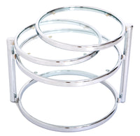 Milo Baughman Mid Century Nickel Three Tier Swivel Coffee / Cocktail Table, 1970s