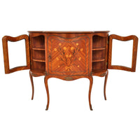 Antique French Louis XV Inlaid Walnut Ormolu Serpentine Display Cabinet / Buffet, circa 1890