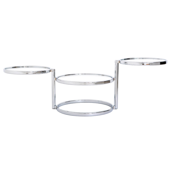Milo Baughman Mid Century Nickel Three Tier Swivel Coffee / Cocktail Table, 1970s
