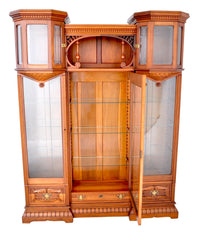 Antique American Eastlake Walnut Breakfront Bookcase / Hutch / Cabinet, Circa 1890