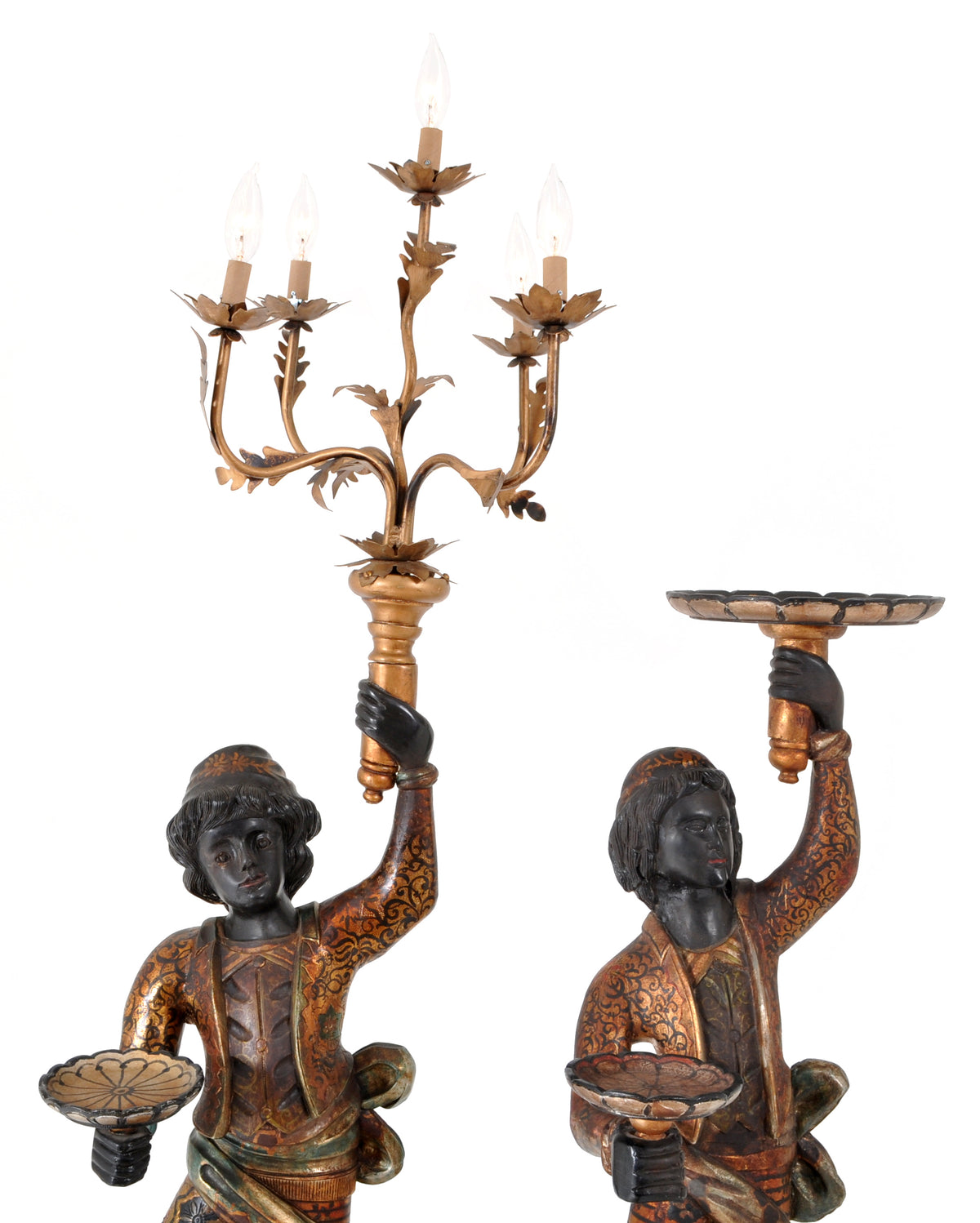 Pair of Antique Italian Venetian Blackamoors / Figures / Statues / Candelabra, circa 1920