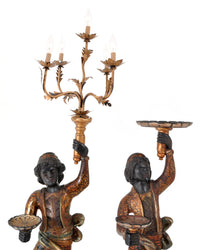 Pair of Antique Italian Venetian Blackamoors / Figures / Statues / Candelabra, circa 1920