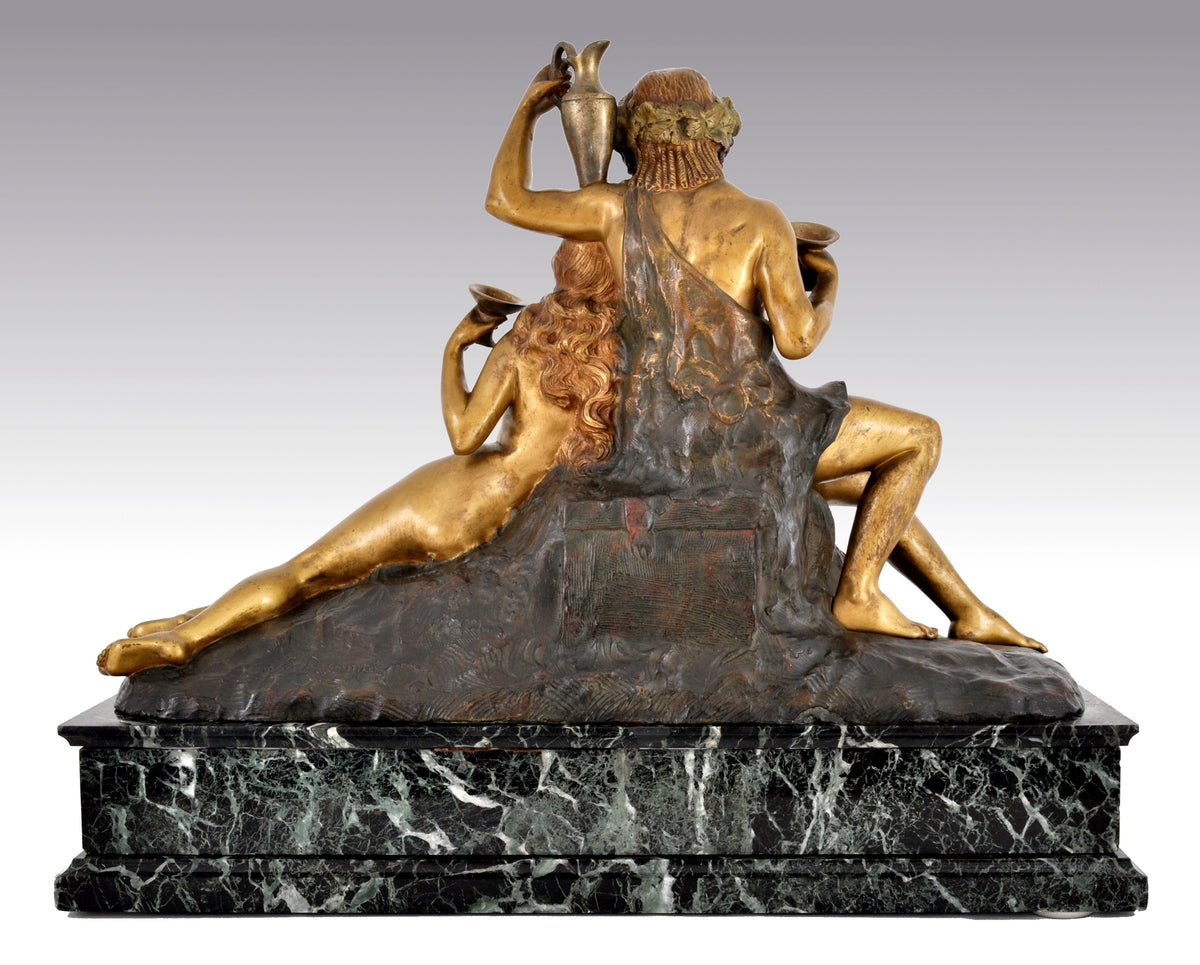 Antique French Art Deco Neo-Classical Bronze Figural Group, Joseph Descomps (1872-1948), Circa 1930