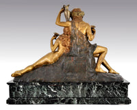Antique French Art Deco Neo-Classical Bronze Figural Group, Joseph Descomps (1872-1948), Circa 1930