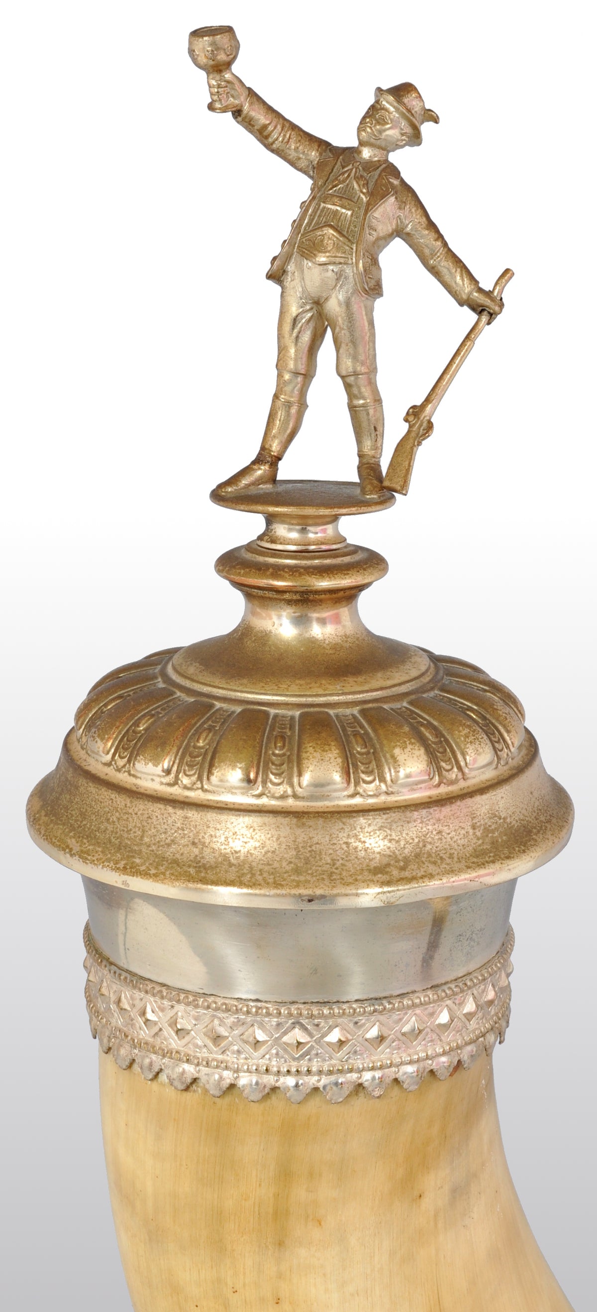 Antique Austrian Gilded Bronze Hunting Horn/Cornucopia, circa 1880