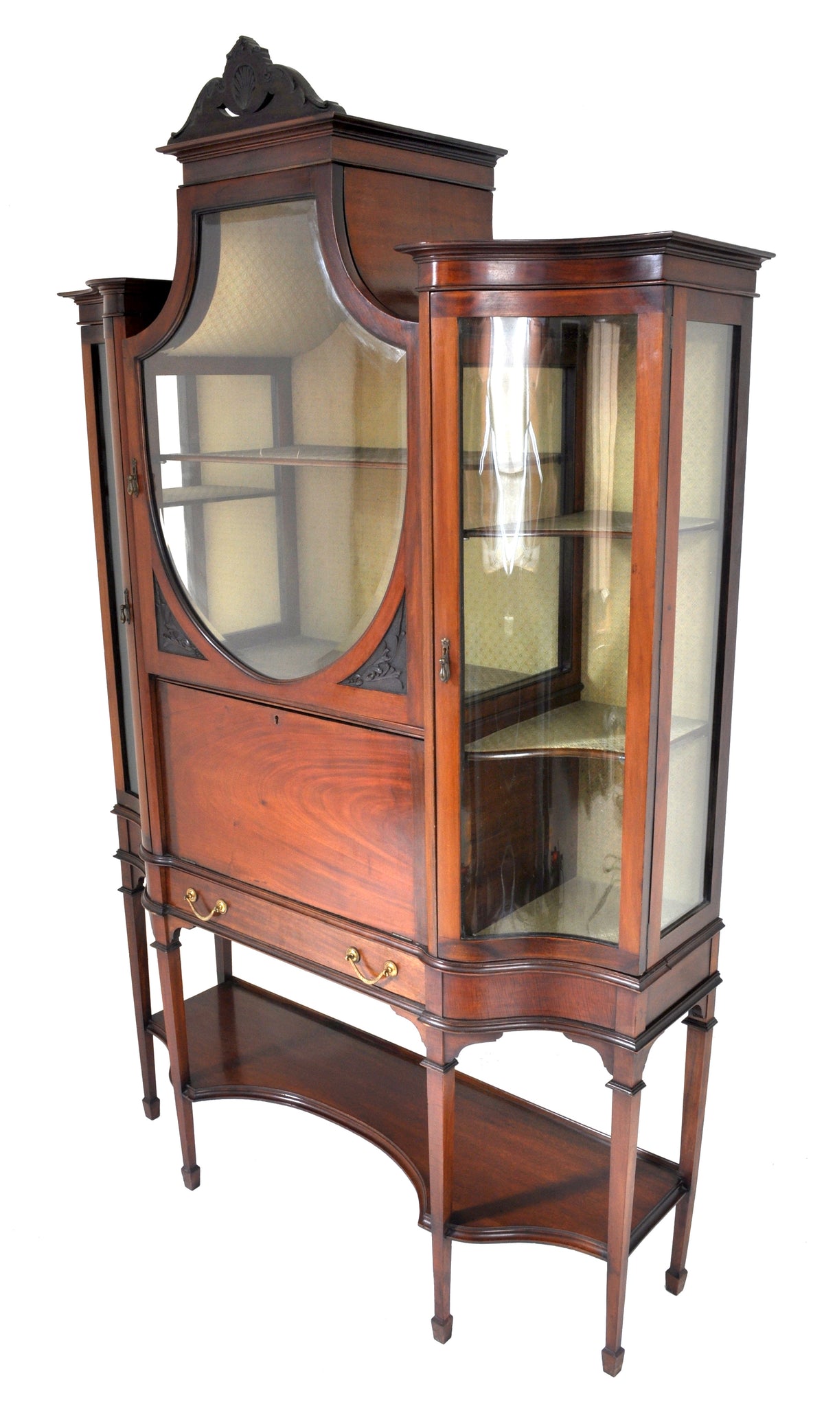 Antique Edwardian Hepplewhite Revival Mahogany Secretary Desk/China Cabinet/Hutch, Circa 1890