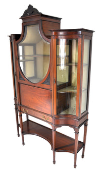 Antique Edwardian Hepplewhite Revival Mahogany Secretary Desk/China Cabinet/Hutch, Circa 1890