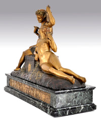 Antique French Art Deco Neo-Classical Bronze Figural Group, Joseph Descomps (1872-1948), Circa 1930