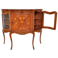 Antique French Louis XV Inlaid Walnut Ormolu Serpentine Display Cabinet / Buffet, circa 1890