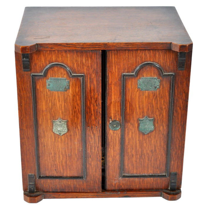 Antique Victorian Oak Smoking Pipe Cabinet/Humidor, Circa 1880