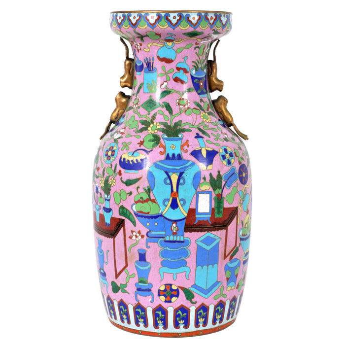 Large Antique Chinese 'Hundred Treasures' Cloisonne Vase, Republic Period, circa 1920