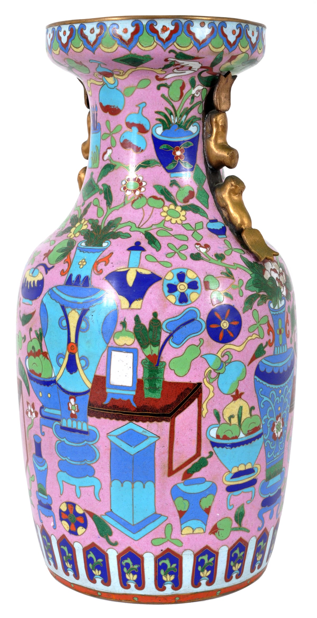 Large Antique Chinese 'Hundred Treasures' Cloisonne Vase, Republic Period, circa 1920