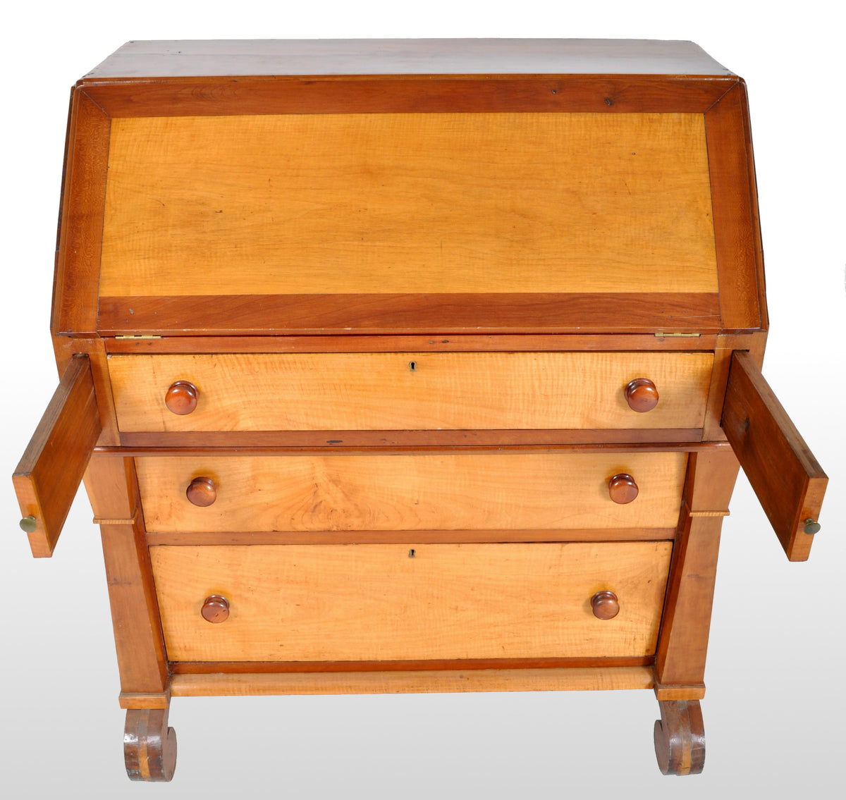 Antique American Pre-Civil War Maple Bureau / Desk, circa 1840