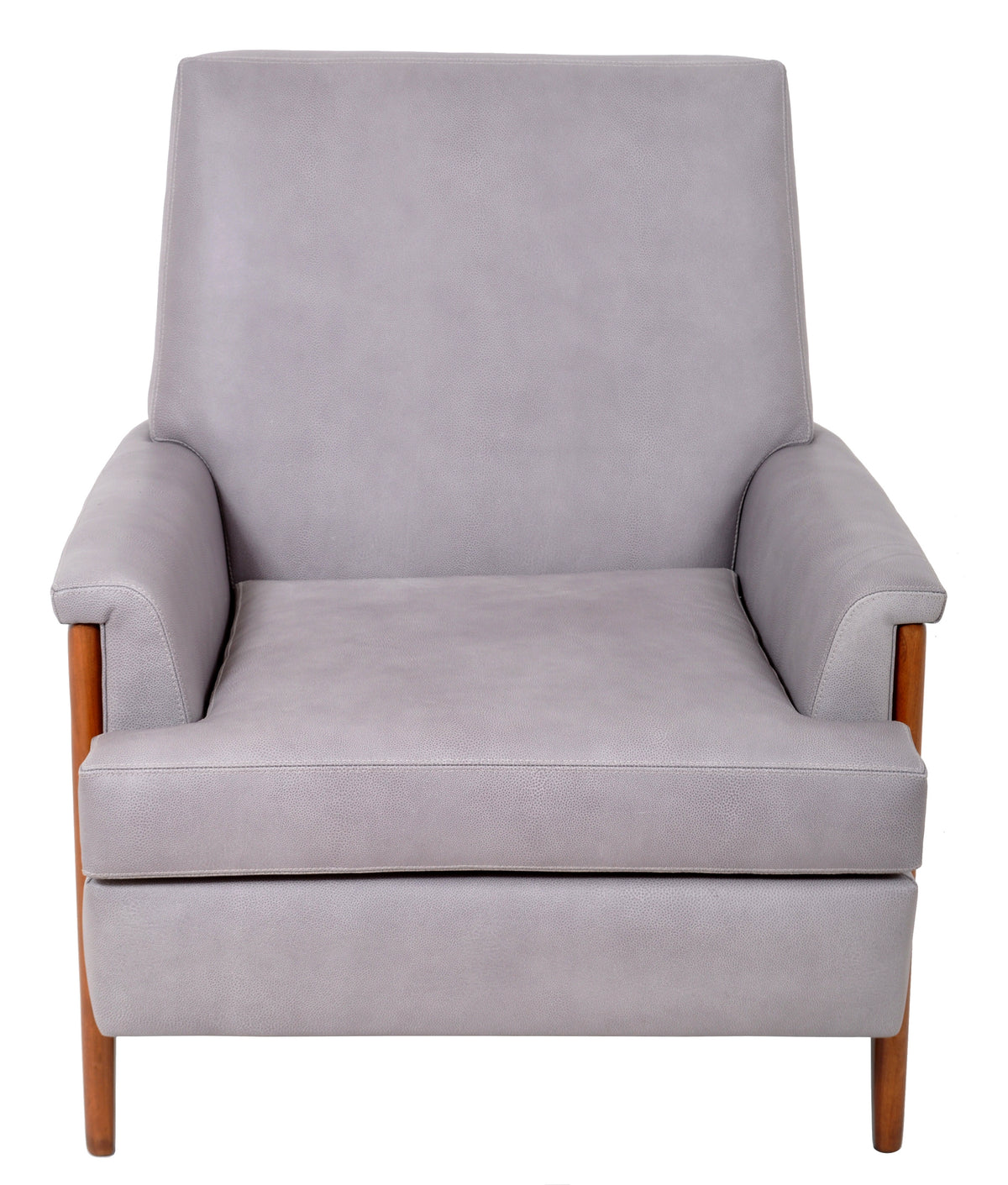Mid Century Modern Danish Teak Grey Blue Leather Armchair / Chair, 1960s