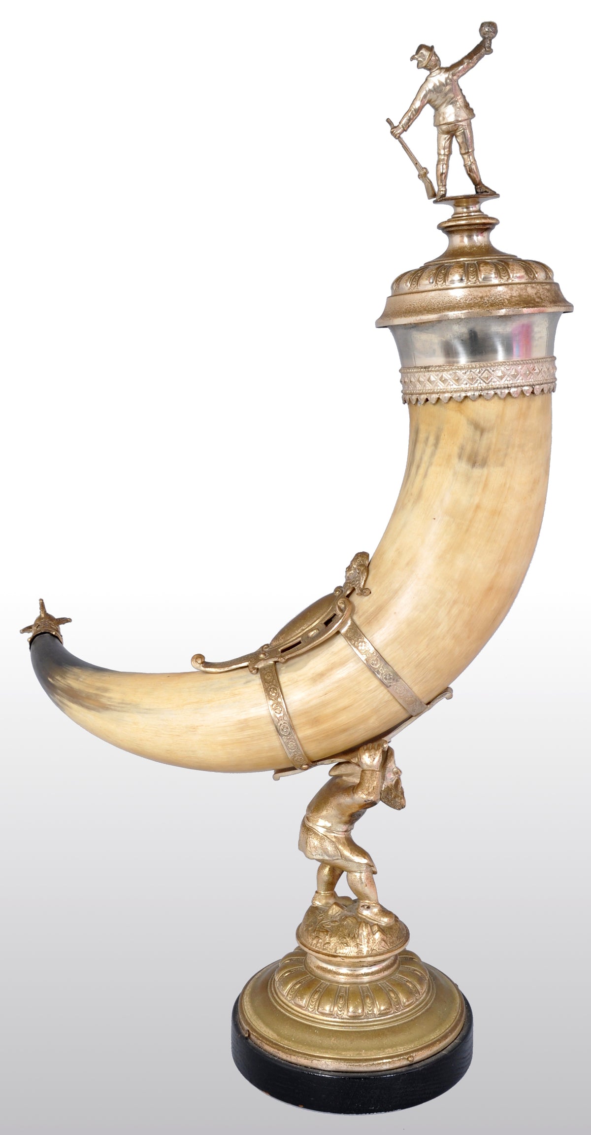 Antique Austrian Gilded Bronze Hunting Horn/Cornucopia, circa 1880