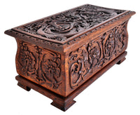 Antique Arts & Crafts Carved Oak Coffer, circa 1900