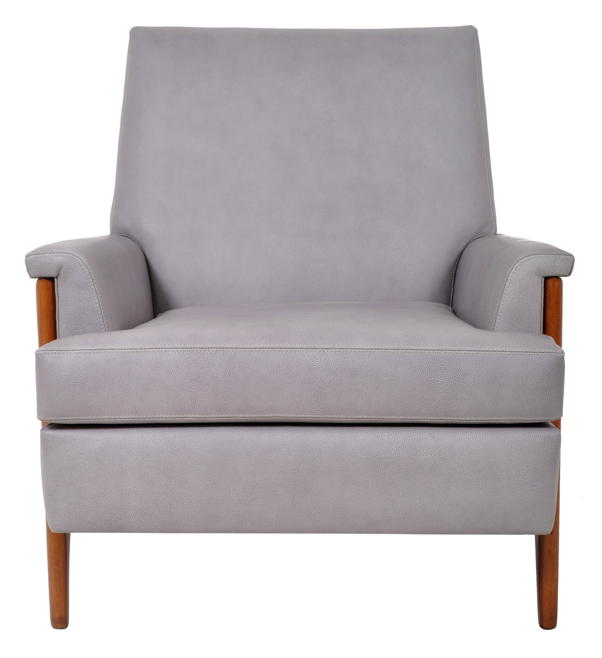 Mid Century Modern Danish Teak Grey Blue Leather Armchair / Chair, 1960s