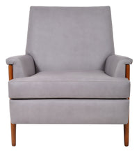 Mid Century Modern Danish Teak Grey Blue Leather Armchair / Chair, 1960s