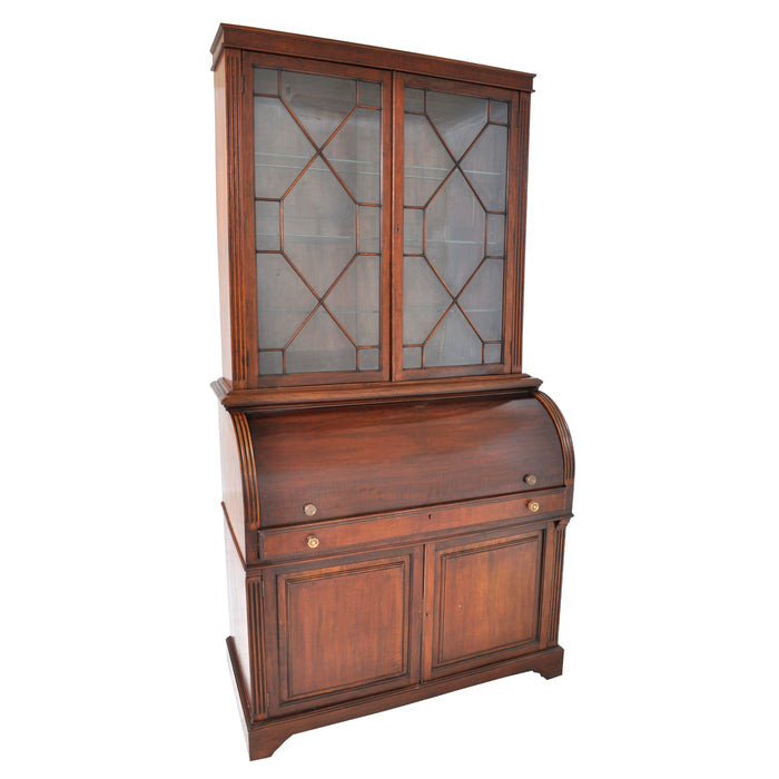 Fine Antique 19th Century George IV Mahogany Cylinder Bookcase / Secretary / Desk, Circa 1830