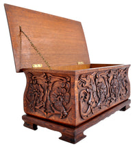 Antique Arts & Crafts Carved Oak Coffer, circa 1900