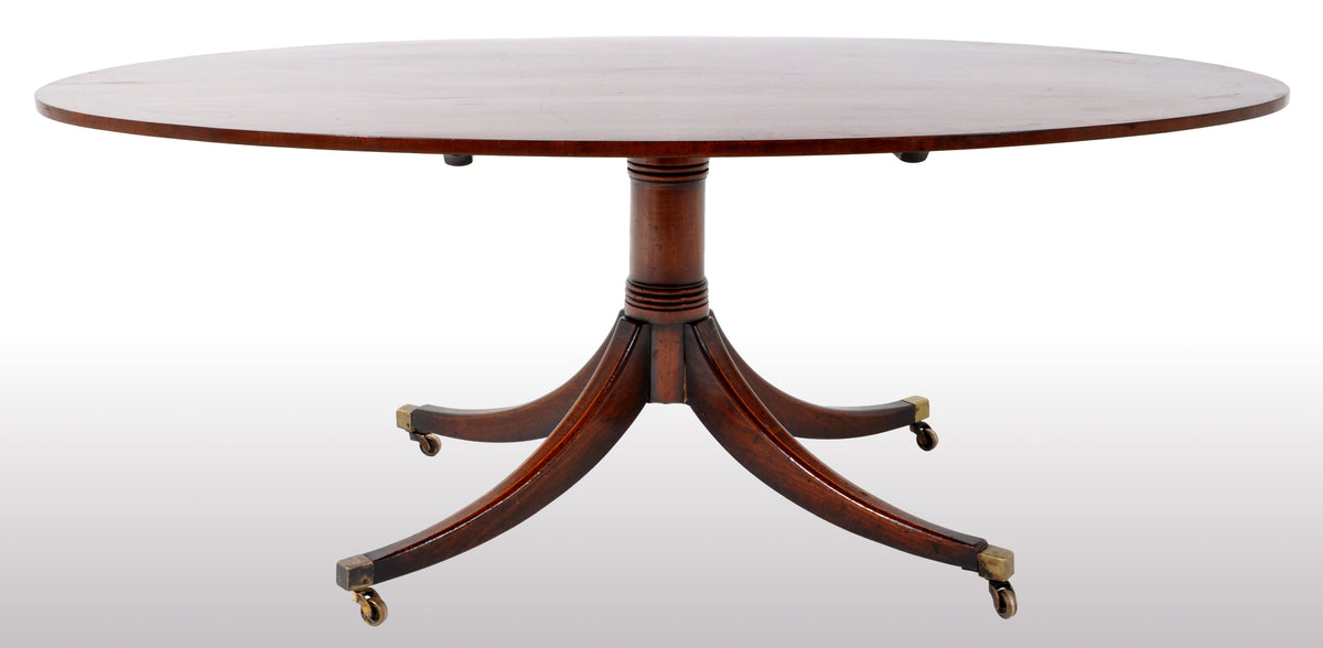 Antique Georgian Inlaid Mahogany Tilt Top Pedestal Breakfast / Dining Table, circa 1790