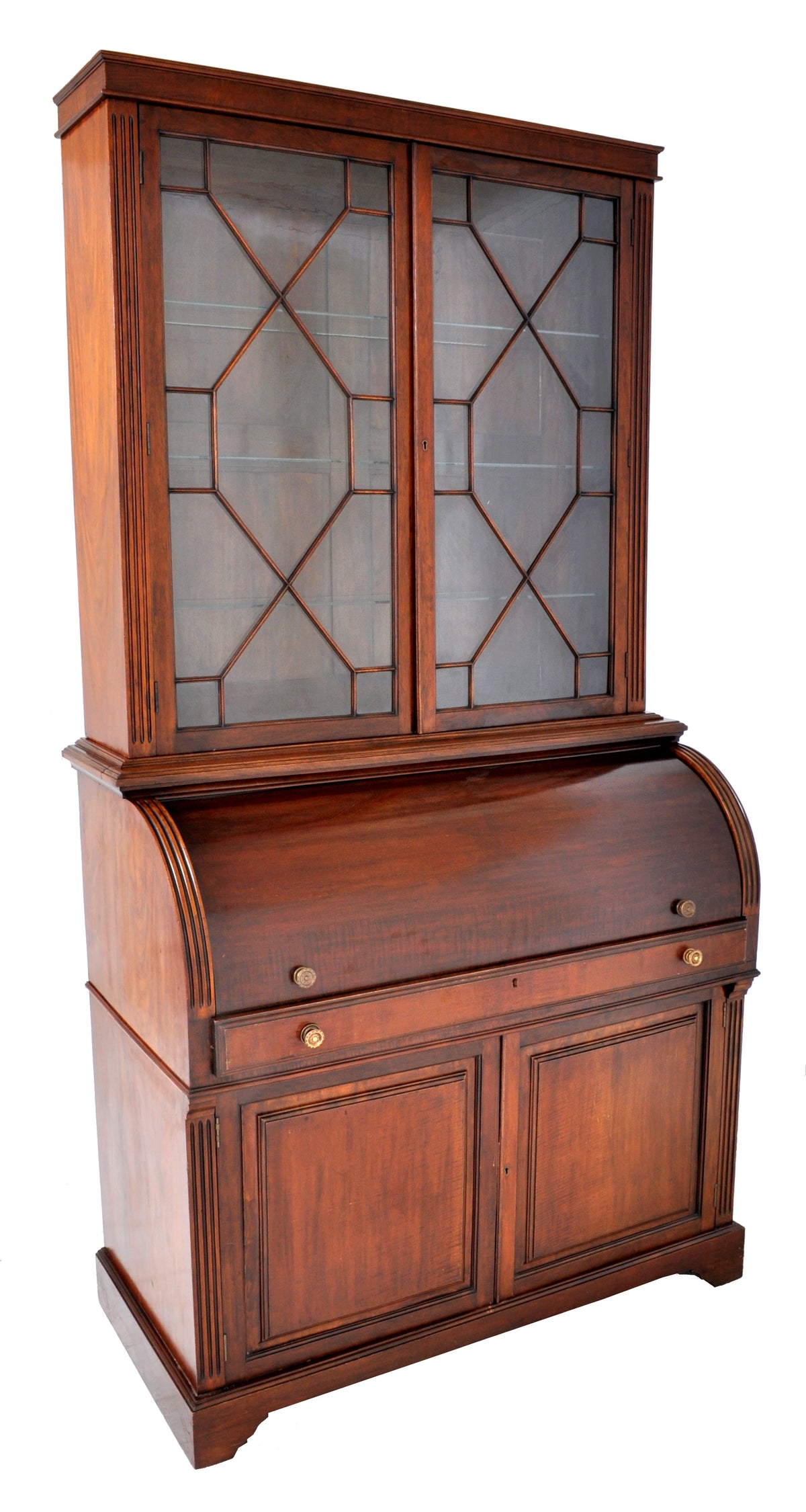 Fine Antique 19th Century George IV Mahogany Cylinder Bookcase / Secretary / Desk, Circa 1830