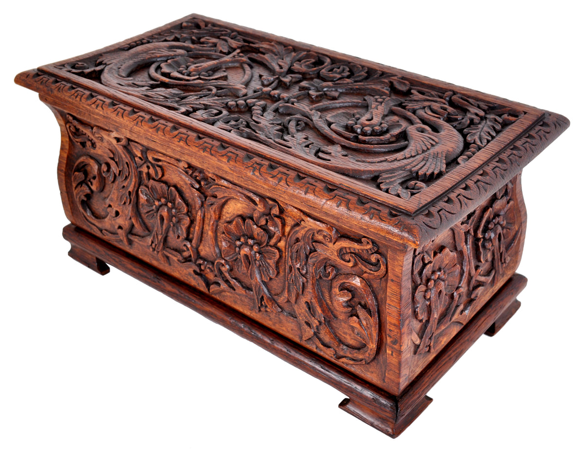 Antique Arts & Crafts Carved Oak Coffer, circa 1900