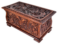 Antique Arts & Crafts Carved Oak Coffer, circa 1900