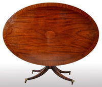 Antique Georgian Inlaid Mahogany Tilt Top Pedestal Breakfast / Dining Table, circa 1790
