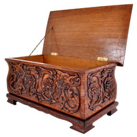 Antique Arts & Crafts Carved Oak Coffer, circa 1900