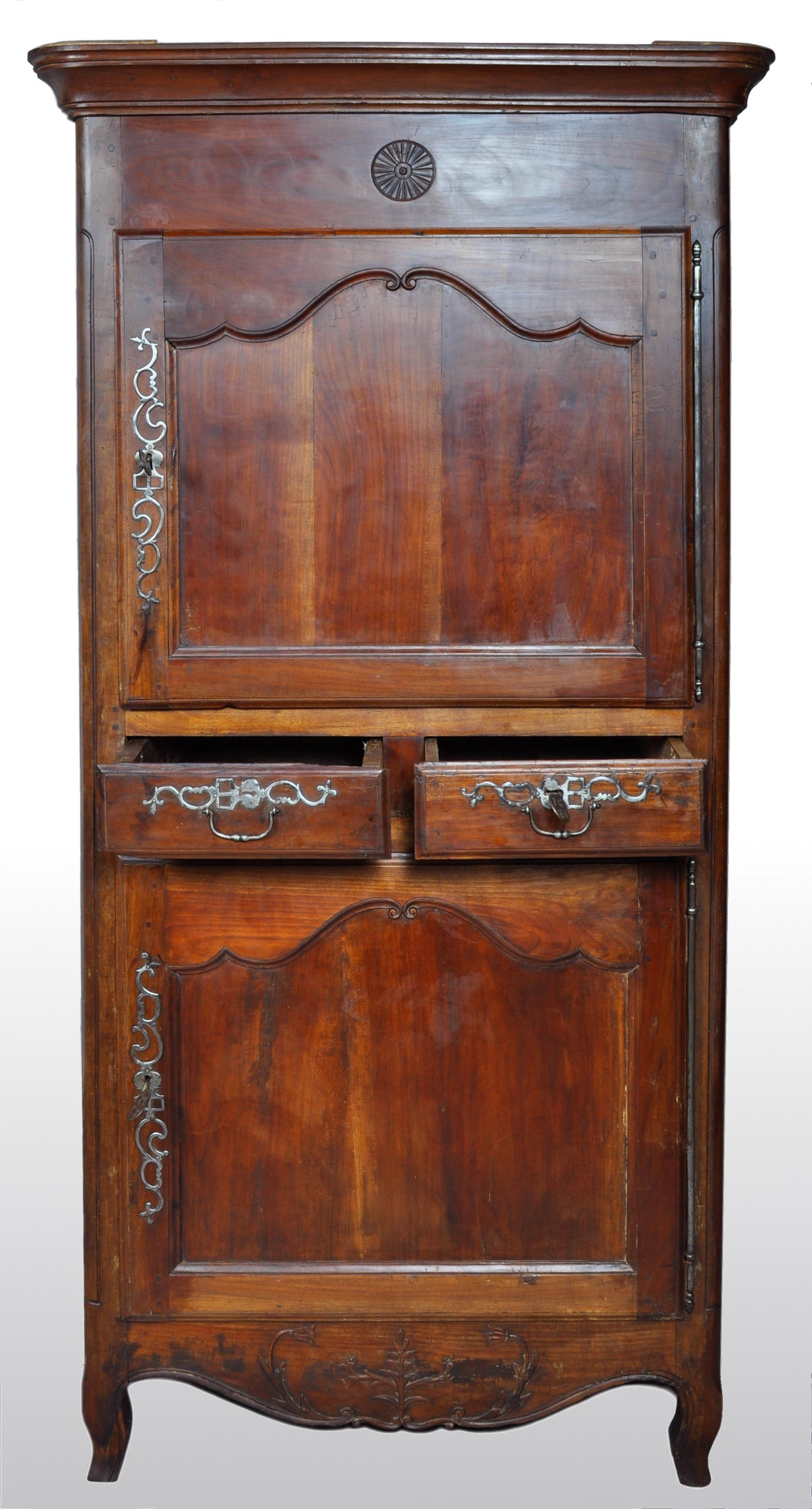 Antique French Provincial Louis XV Fruitwood Bonnetiere / Armoire / Cabinet, circa 1770