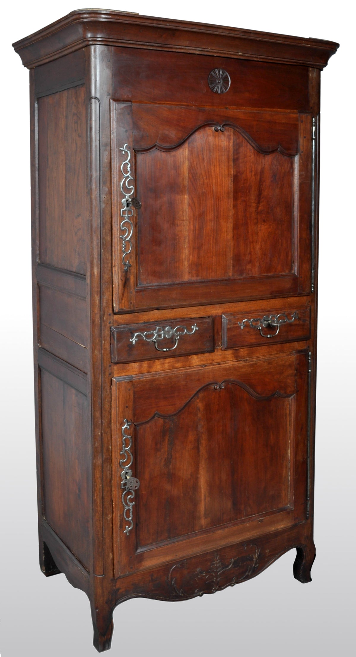 Antique French Provincial Louis XV Fruitwood Bonnetiere / Armoire / Cabinet, circa 1770
