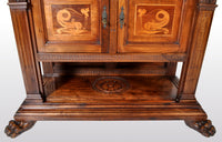 Antique Italian Renaissance Revival Walnut Marquetry Sideboard / Cabinet / Server, circa 1880