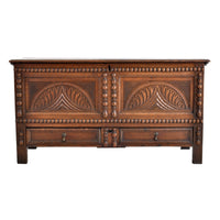 Antique 18th Century English Carved Oak William & Mary Mule Chest / Coffer, Circa 1720
