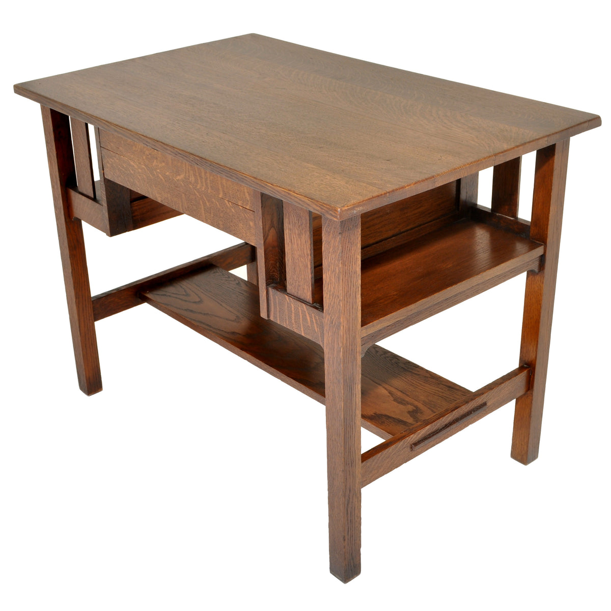 Antique Stickley Brothers Mission Oak Writing Desk / Library Table, circa 1905