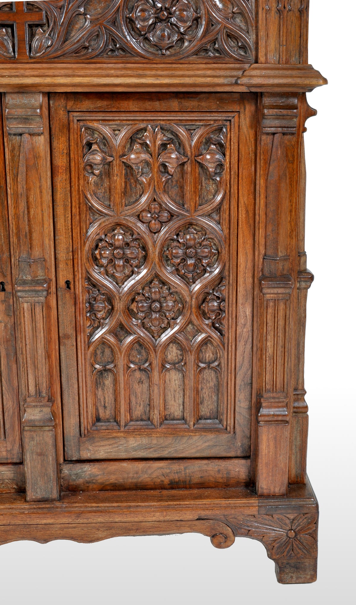 Antique American Gothic Revival Carved Oak Lectern / Cabinet / Desk, circa 1860