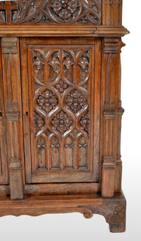 Antique American Gothic Revival Carved Oak Lectern / Cabinet / Desk, circa 1860