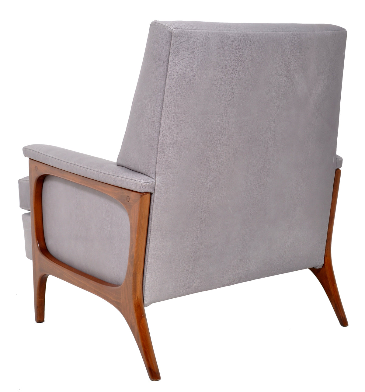 Mid Century Modern Danish Teak Grey Blue Leather Armchair / Chair, 1960s