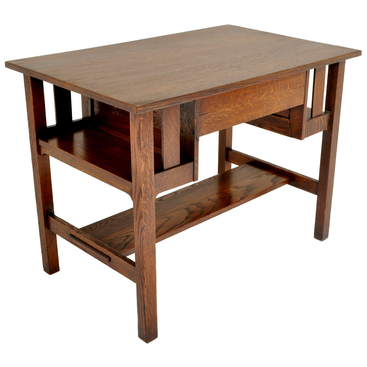 Antique Stickley Brothers Mission Oak Writing Desk / Library Table, circa 1905