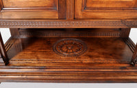 Antique Italian Renaissance Revival Walnut Marquetry Sideboard / Cabinet / Server, circa 1880